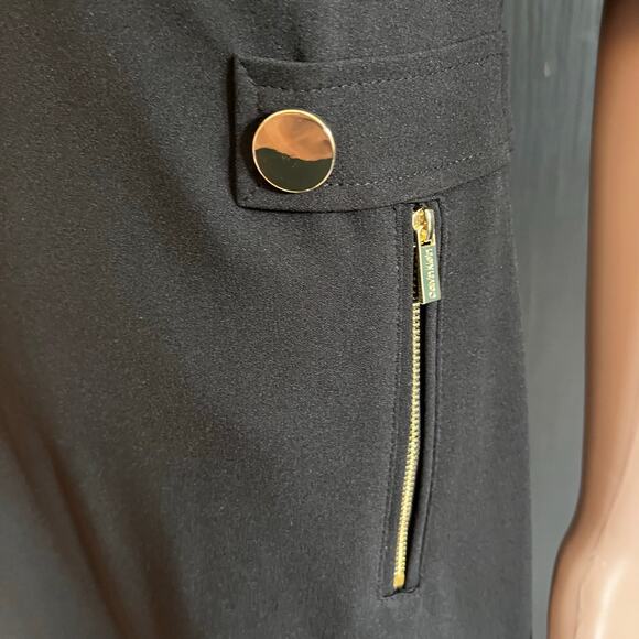 Calvin Klein Black Career Knit Dress Sz 8 Gold Hardware Business Academia Date - Picture 5 of 6